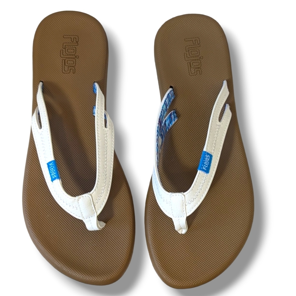 Flojos Thong Sandals in White Beach Comfort Cruising Island Vacation: Women's 10